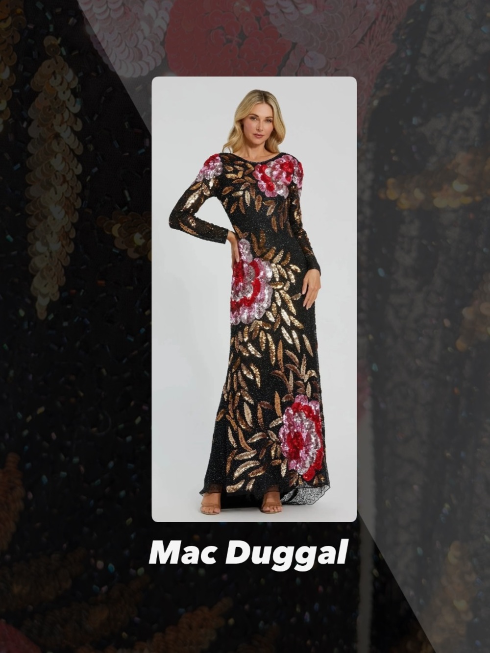 NWT Mac Duggal Floral Backless Gown